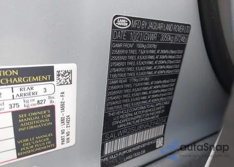 2022 Land Rover Range Rover Sport Hse Silver Edition Mhev z USA, uszkodzony, nr VIN SALWR2SU8NA214224